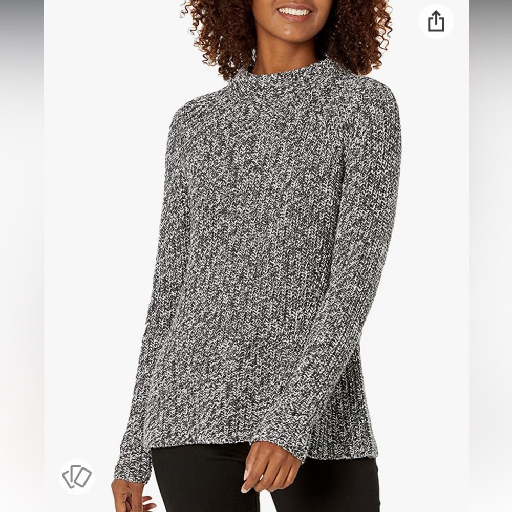 Goodthreads Women's Relaxed-Fit Cotton Shaker Stitch Mock Neck Sweater